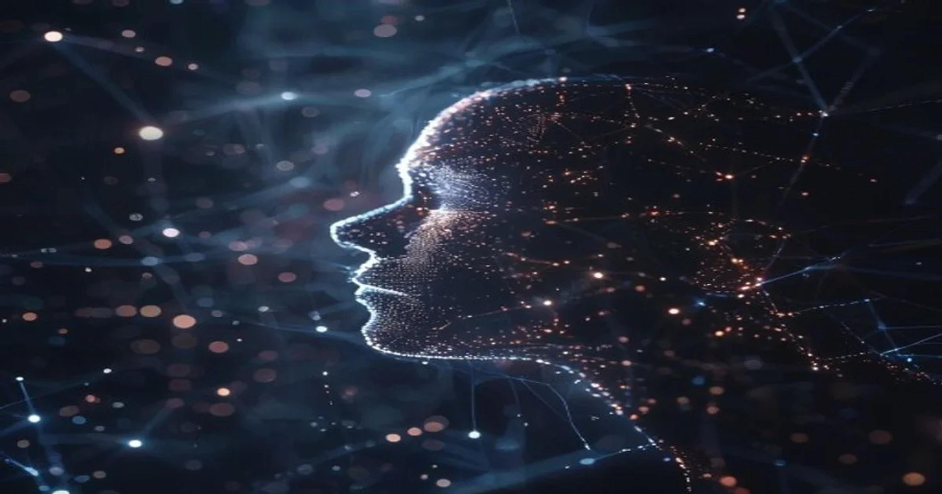 Abstract visualization of AI algorithms creating echo chambers and political polarization.
