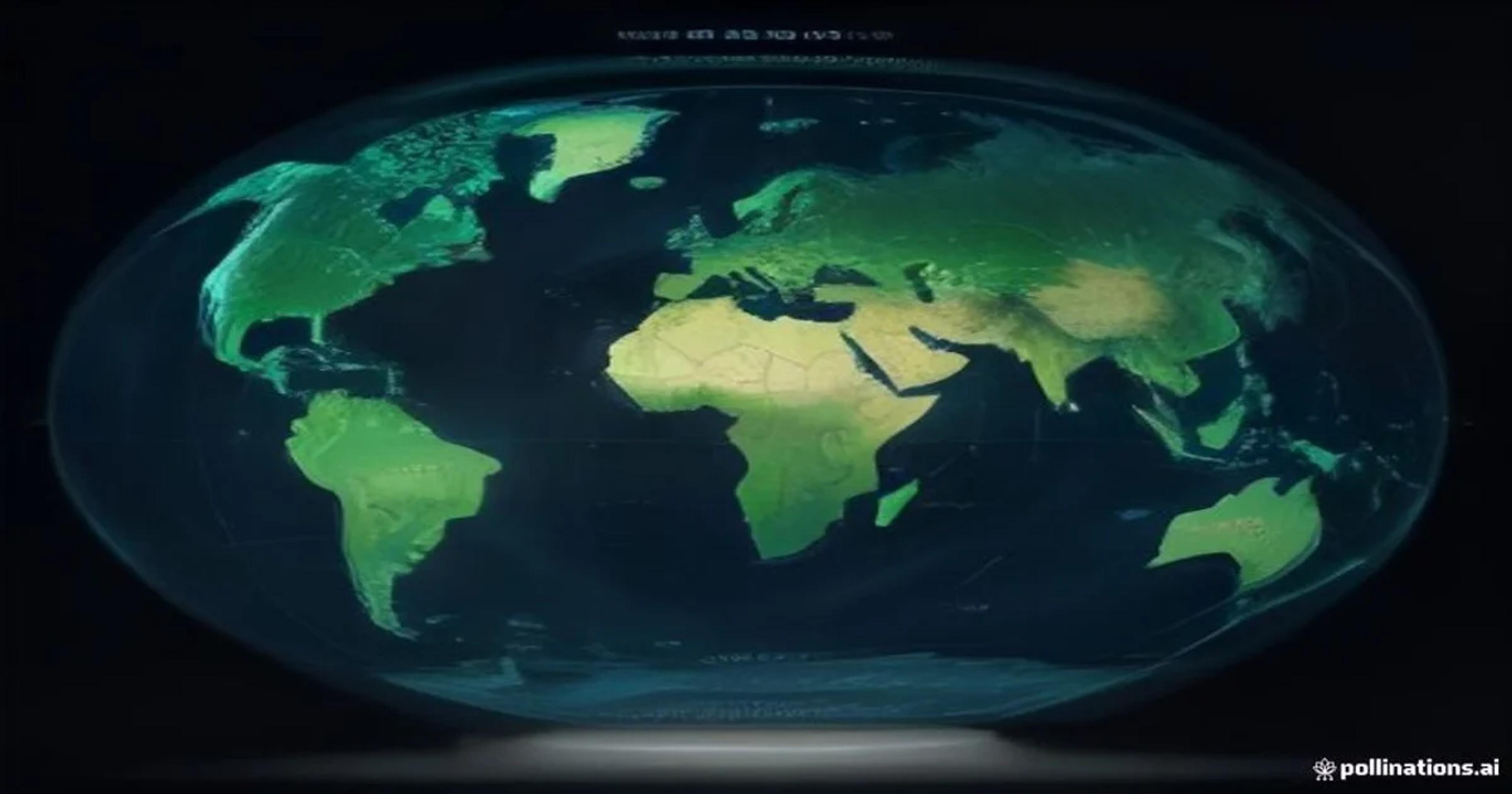 A sophisticated digital interface visualizing global existential risk data streams and AI neural network nodes.