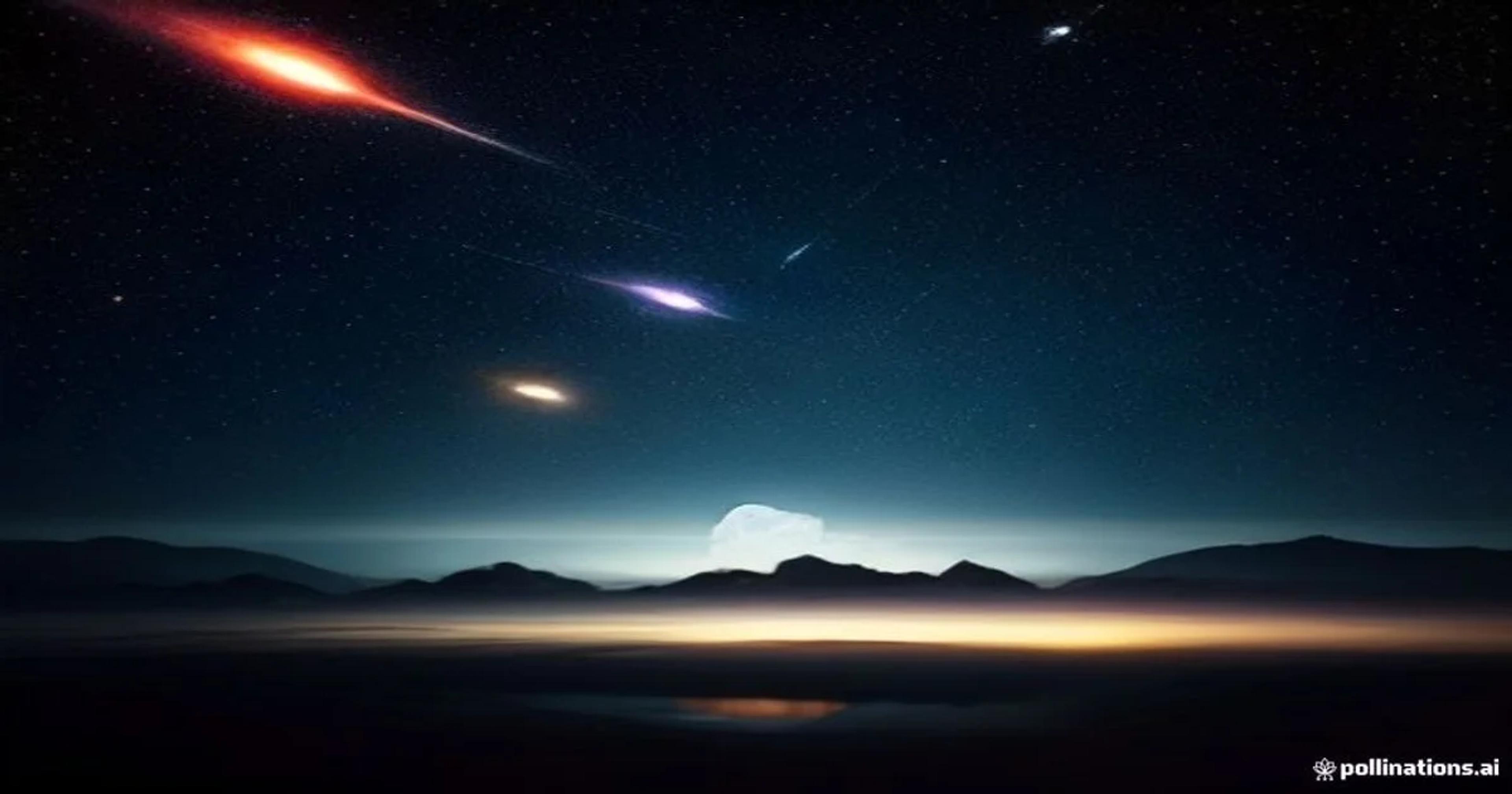 Holographic AI interface analyzing meteorite mineral composition in a high-tech research laboratory setting.