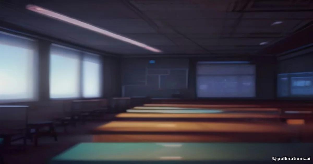 A conceptual illustration of students interacting with AI-driven holographic curriculum interfaces in a classroom.