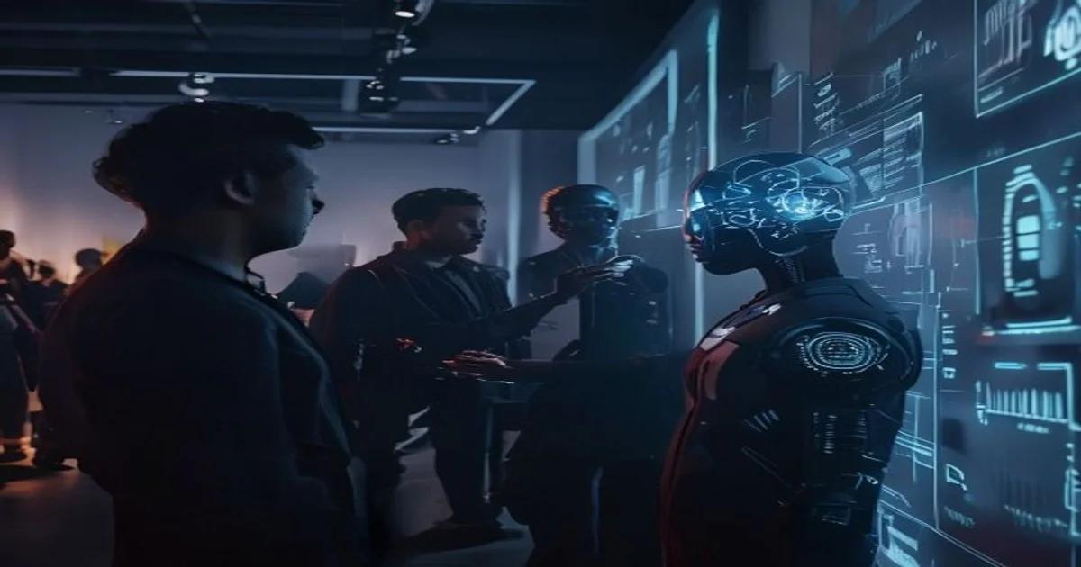 People expressing skepticism and hesitation towards advanced AI technology in a modern setting.