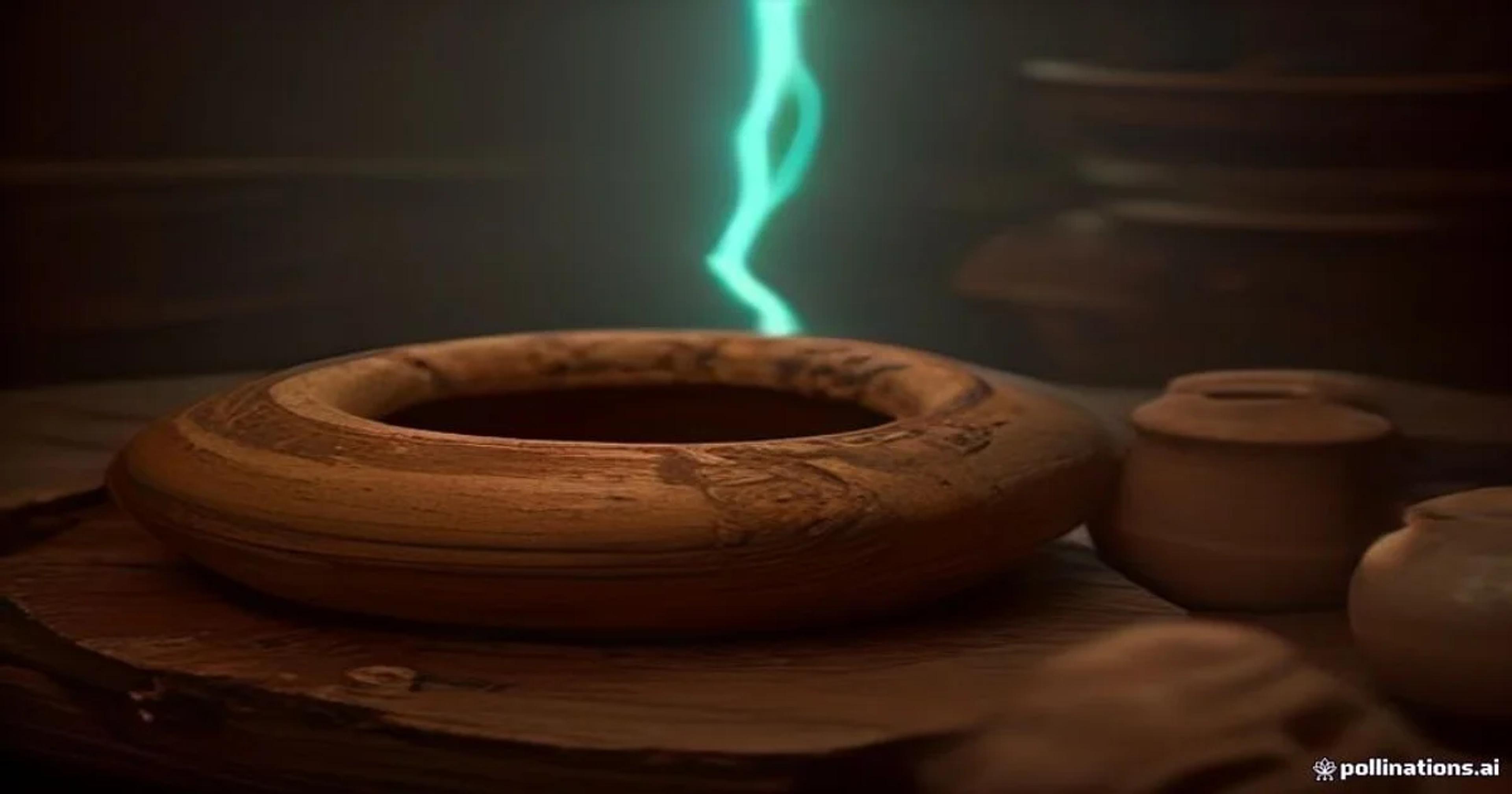 A futuristic visualization of artificial intelligence reconstructing ancient culinary artifacts and recipes.