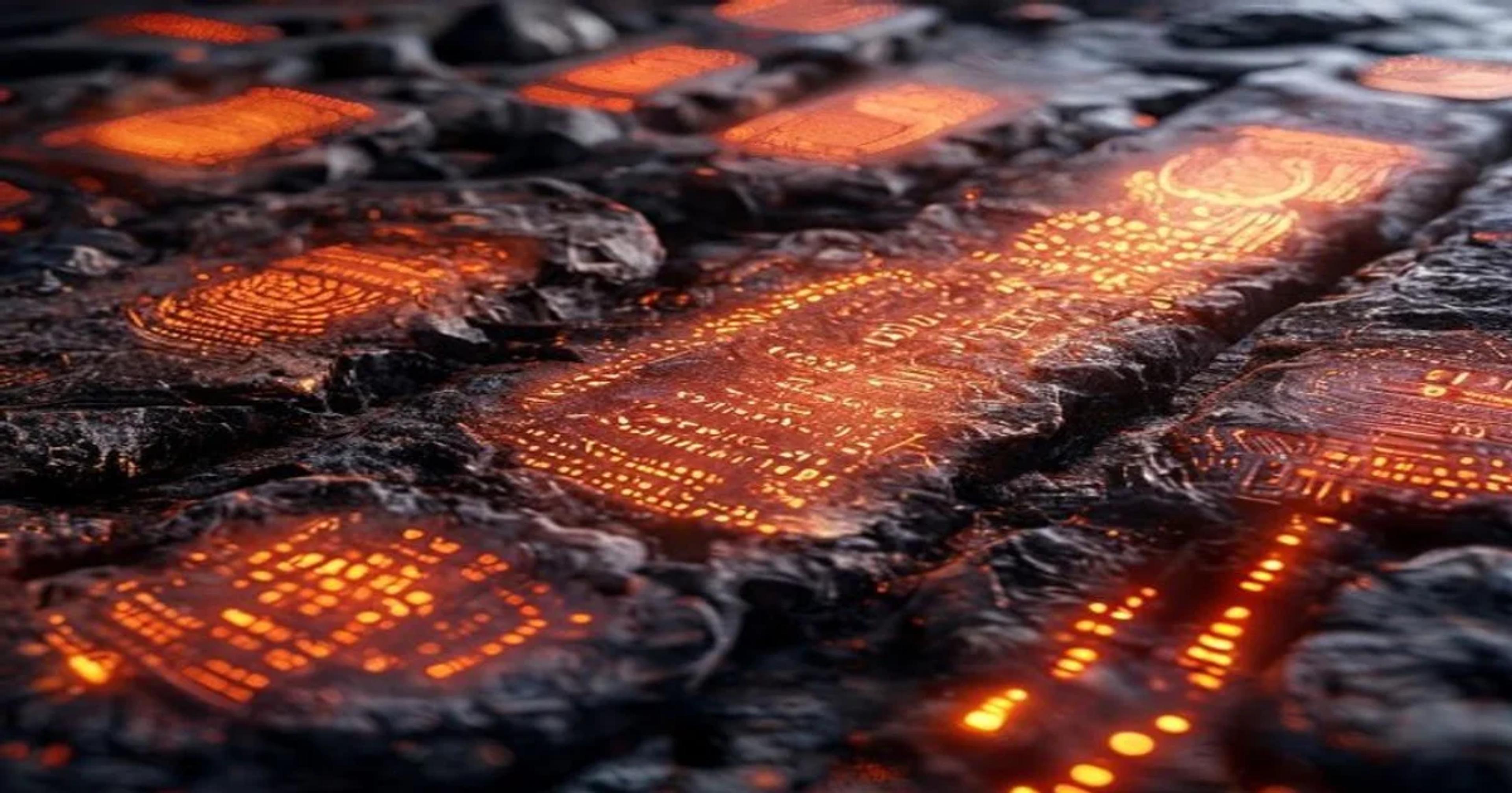An AI interface analyzing ancient cuneiform script on an archaeological artifact in a high-tech lab setting.