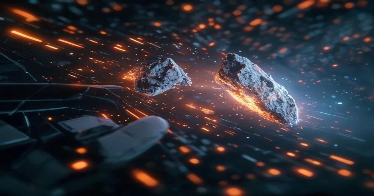 An artificial intelligence system scanning a meteorite fragment for scientific classification purposes.