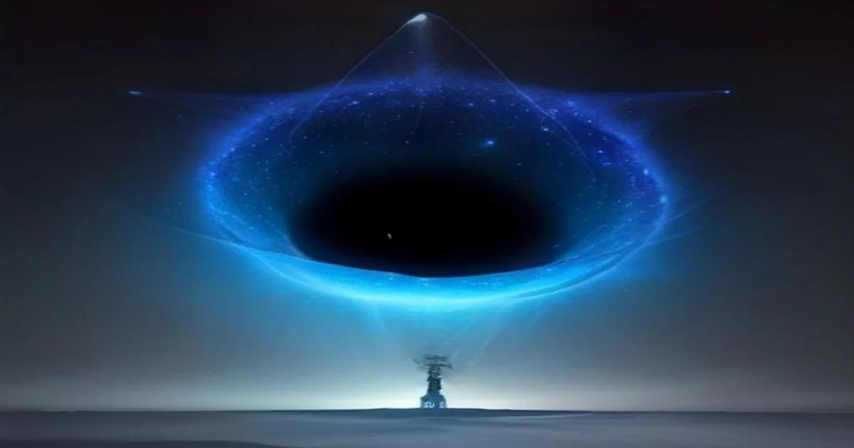A stylized visualization of AI algorithms processing cosmic radio wave signals from deep space.