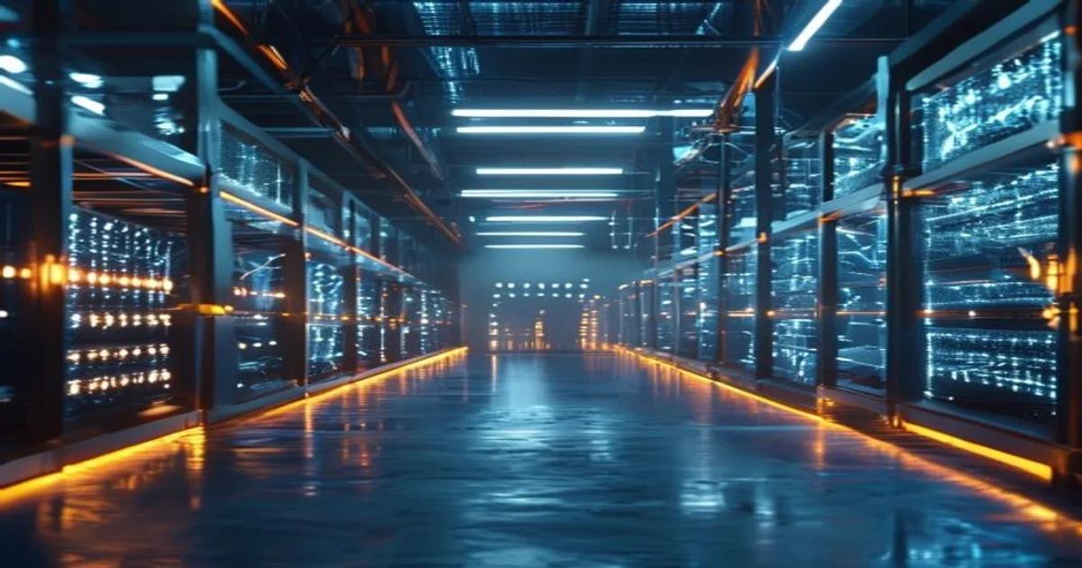 A futuristic automated cold chain warehouse facility managed by artificial intelligence systems.