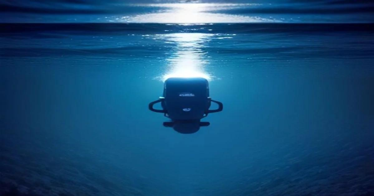 Autonomous underwater drones patrolling a deep-sea fish farm for optimized aquaculture management.
