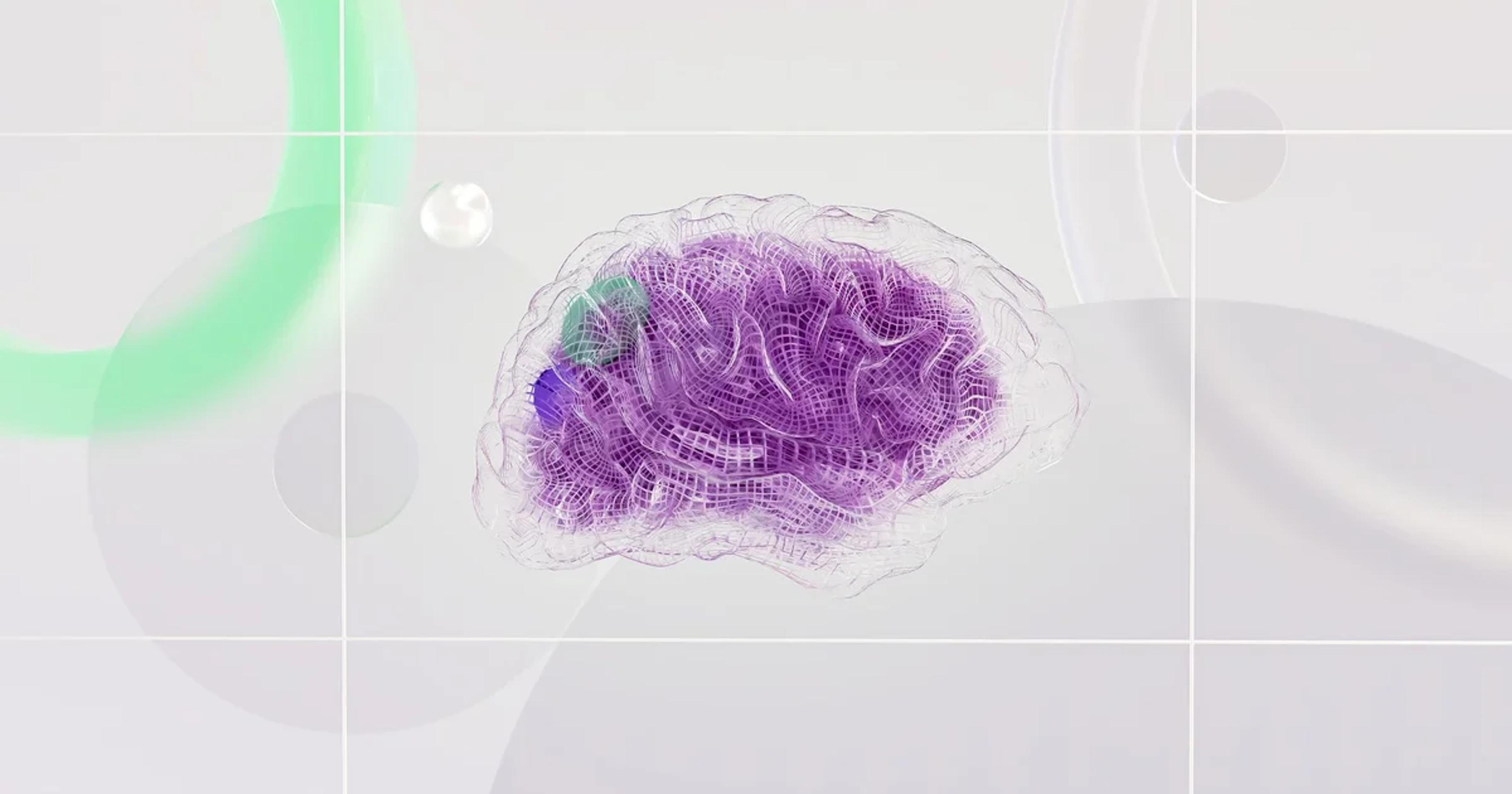 A high-tech digital representation of AI neural network mapping restoring human cognitive architecture in a clinical setting.