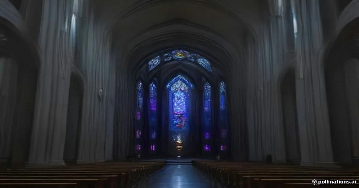 A conceptual vision of a digital-age chapel featuring interactive holographic interfaces for adaptive liturgy.