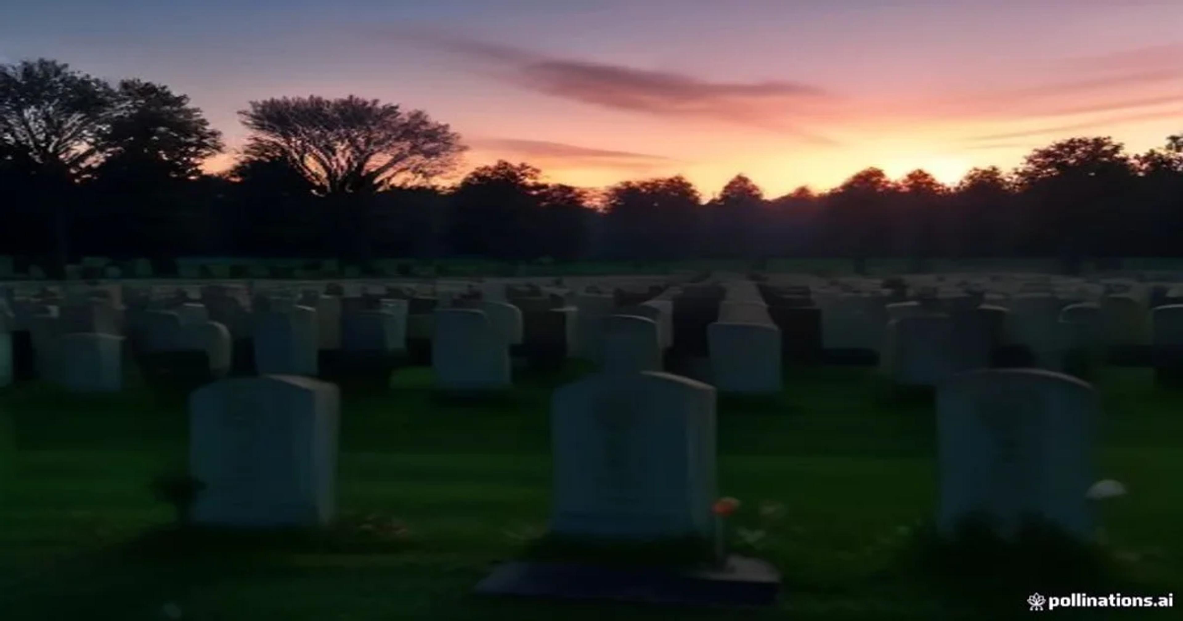Autonomous maintenance drones navigating a historic cemetery for landscape preservation.