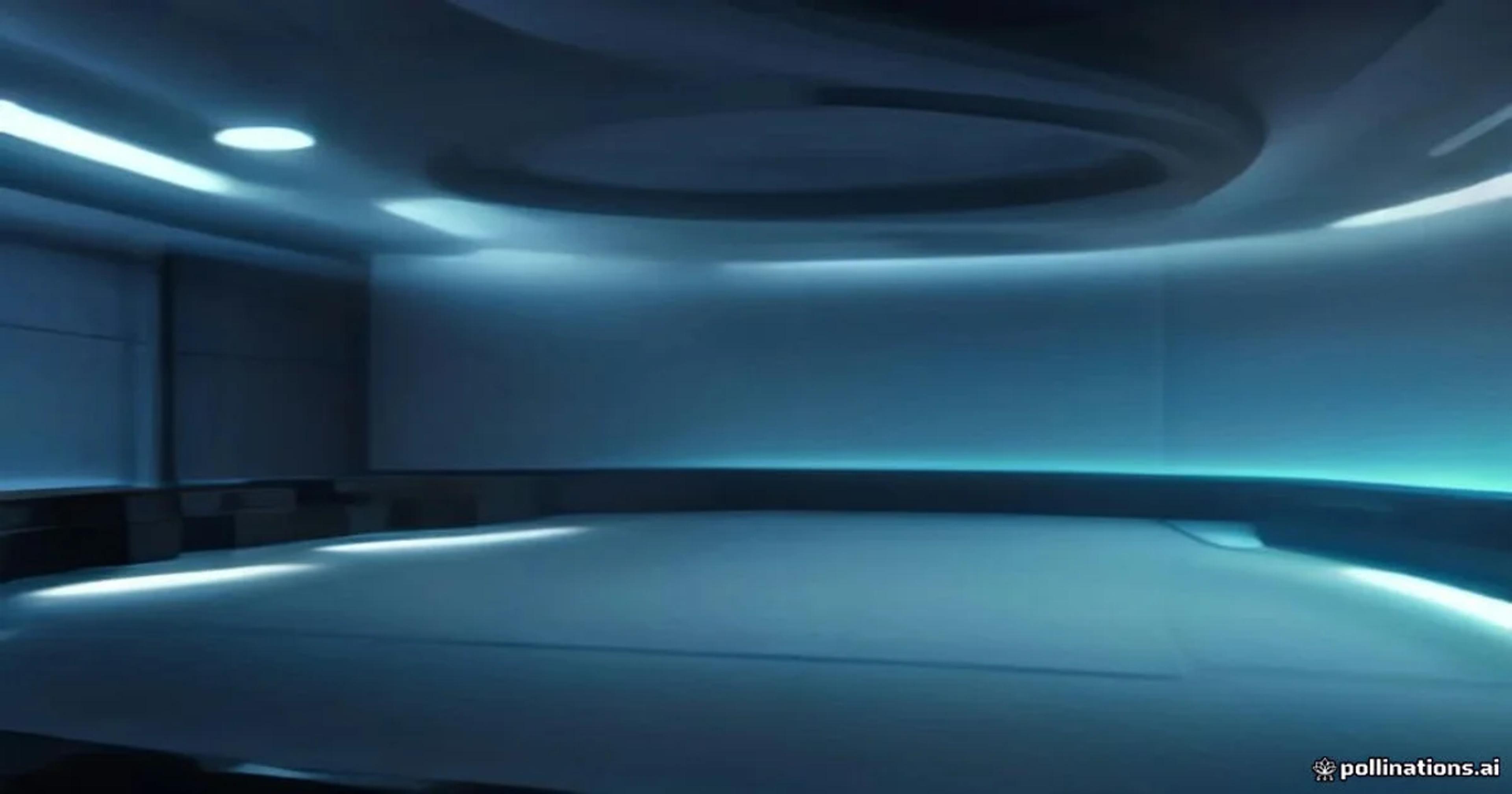 AI interface assisting holographic mediators in a futuristic courtroom, symbolizing advanced conflict resolution.