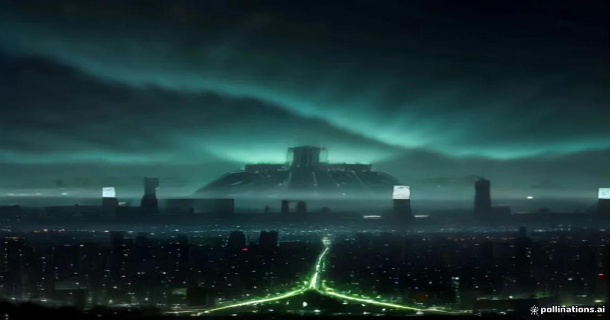 A conceptual vision of a green, AI-managed smart city architecture optimizing urban temperatures.