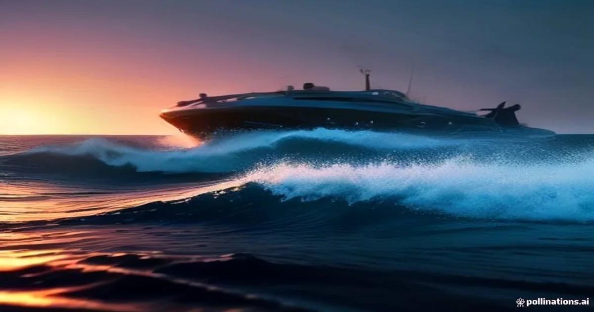 Autonomous marine drone navigating the ocean to collect plastic debris using AI sensors.