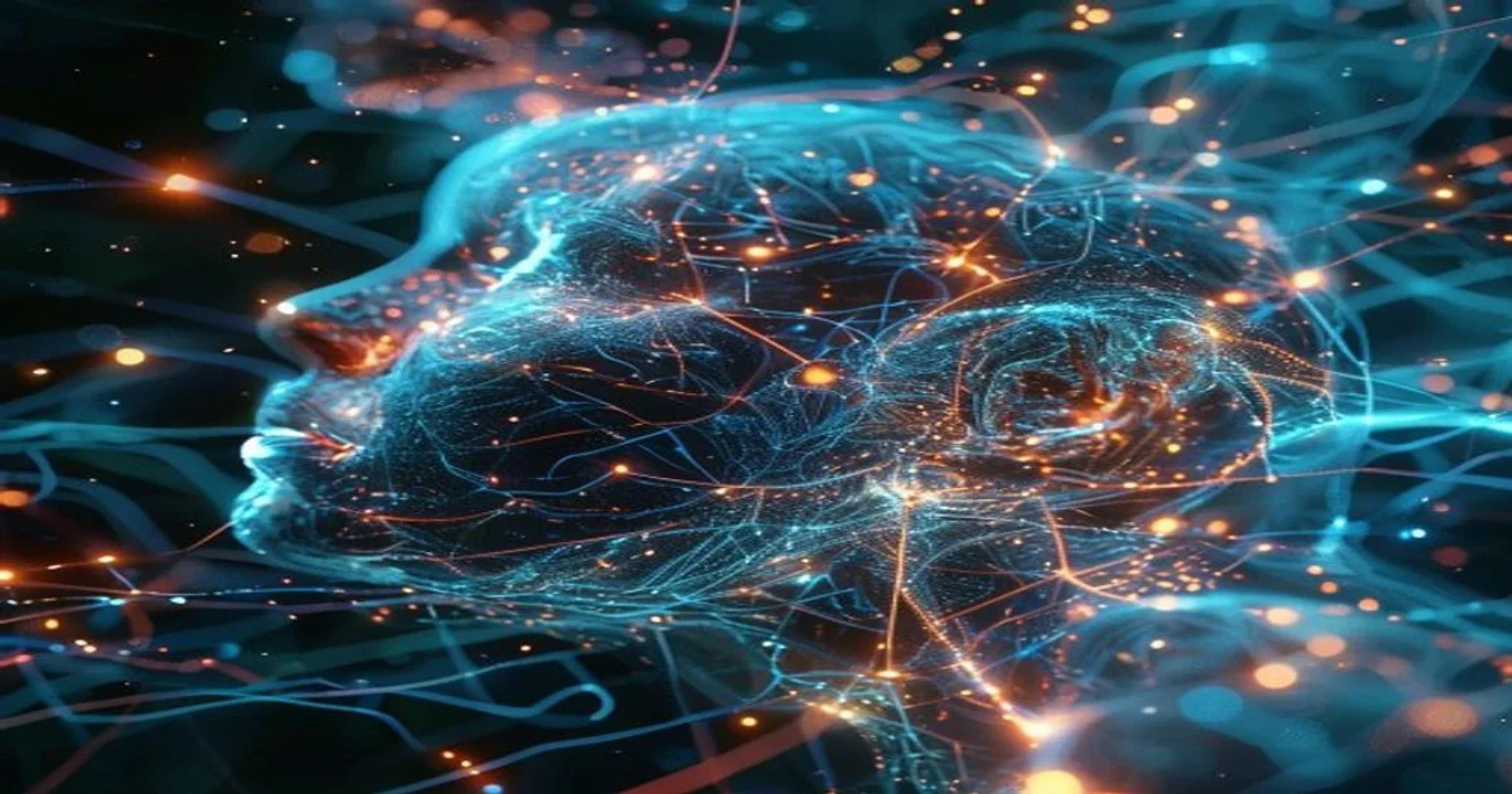 Abstract representation of AI and human empathy merging through digital networks.