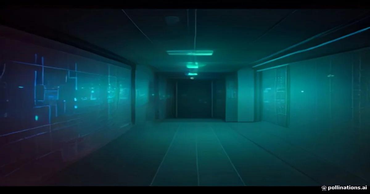 An advanced holographic projection of a crime scene being analyzed by adaptive AI mapping software