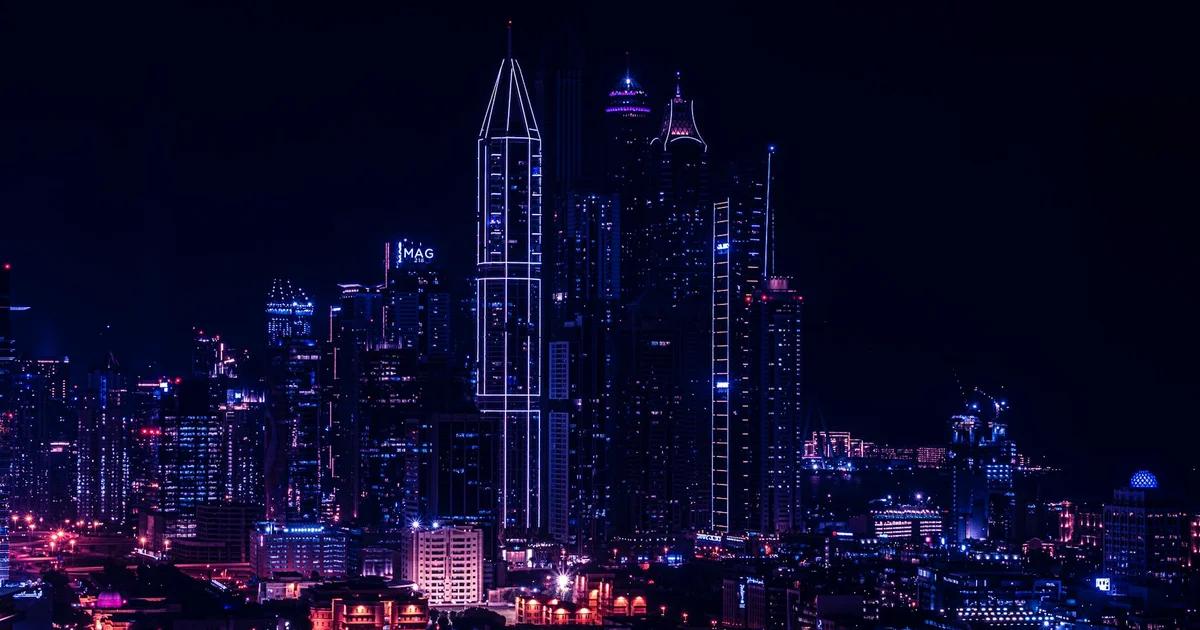 AI neural networks integrating with blockchain technology in a futuristic digital landscape