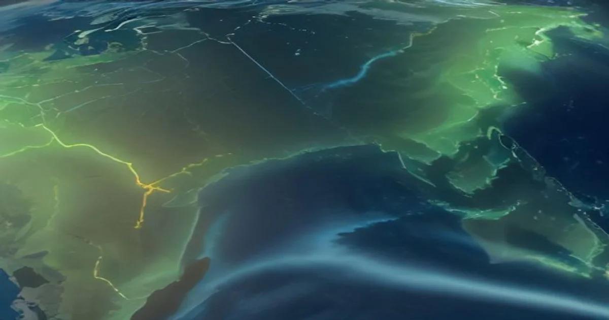 Digital representation of a global AI-powered supply chain network glowing on a map.