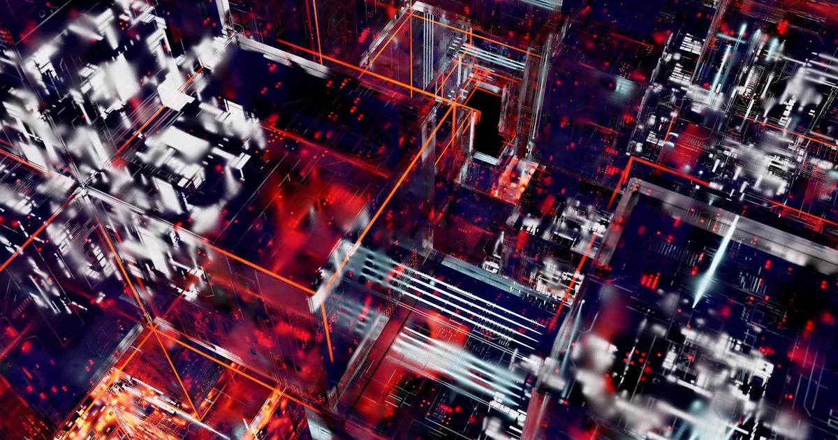 An abstract representation of future AI chip architectures, showing dense interconnections and advanced processing units.