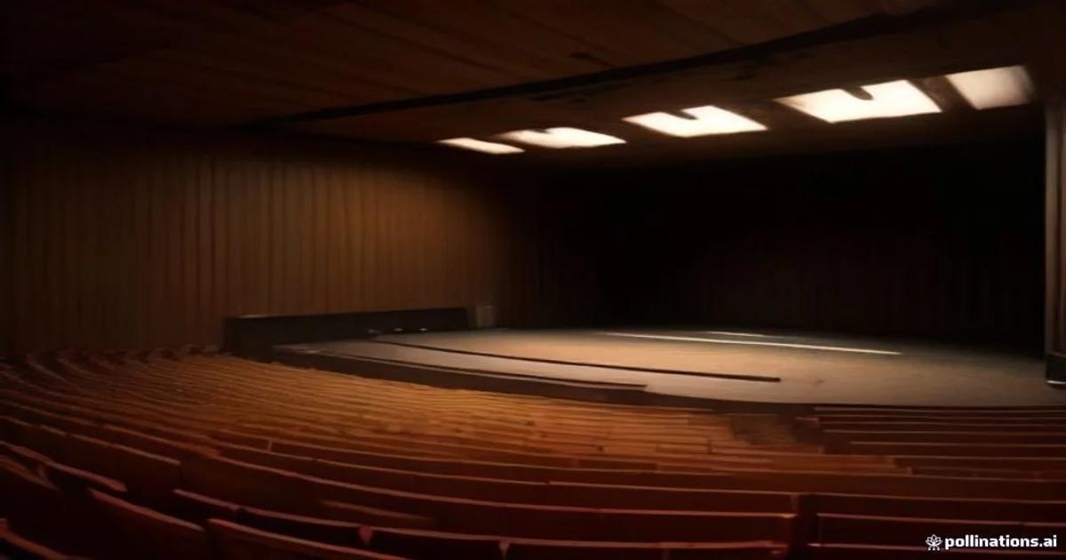 Architectural acoustic visualization showing sound wave propagation inside a modern concert hall.