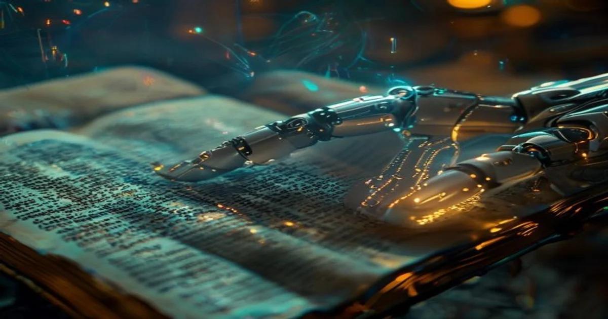 An AI system engaging with abstract philosophical concepts through visual and textual analysis.