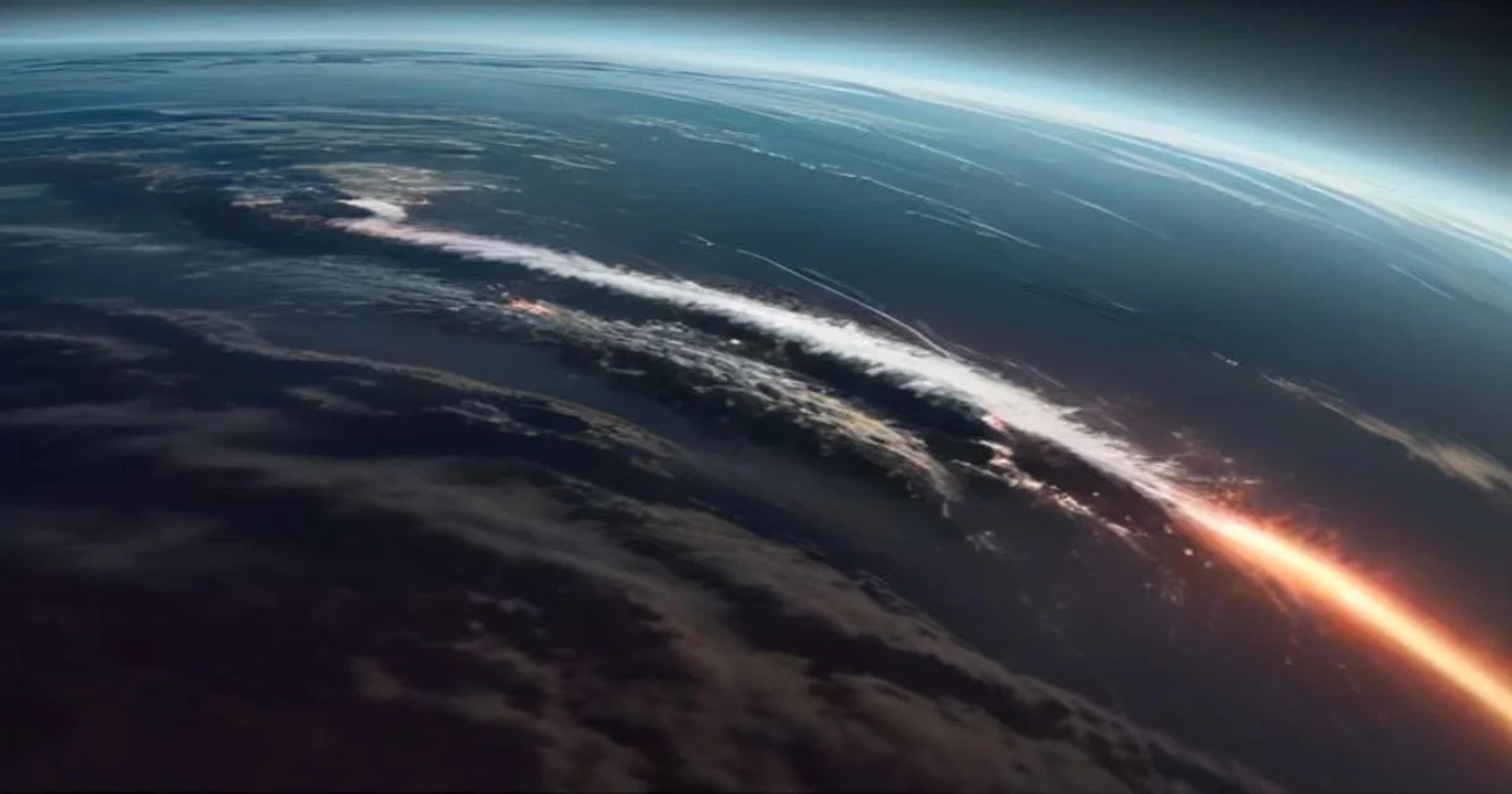 AI-powered satellite network orchestrating defensive maneuvers against an asteroid threat.