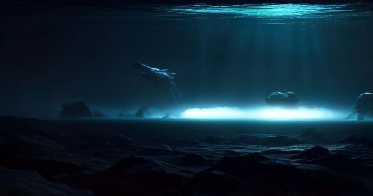 Autonomous underwater robots performing sustainable deep-sea mining operations with advanced sensor arrays.