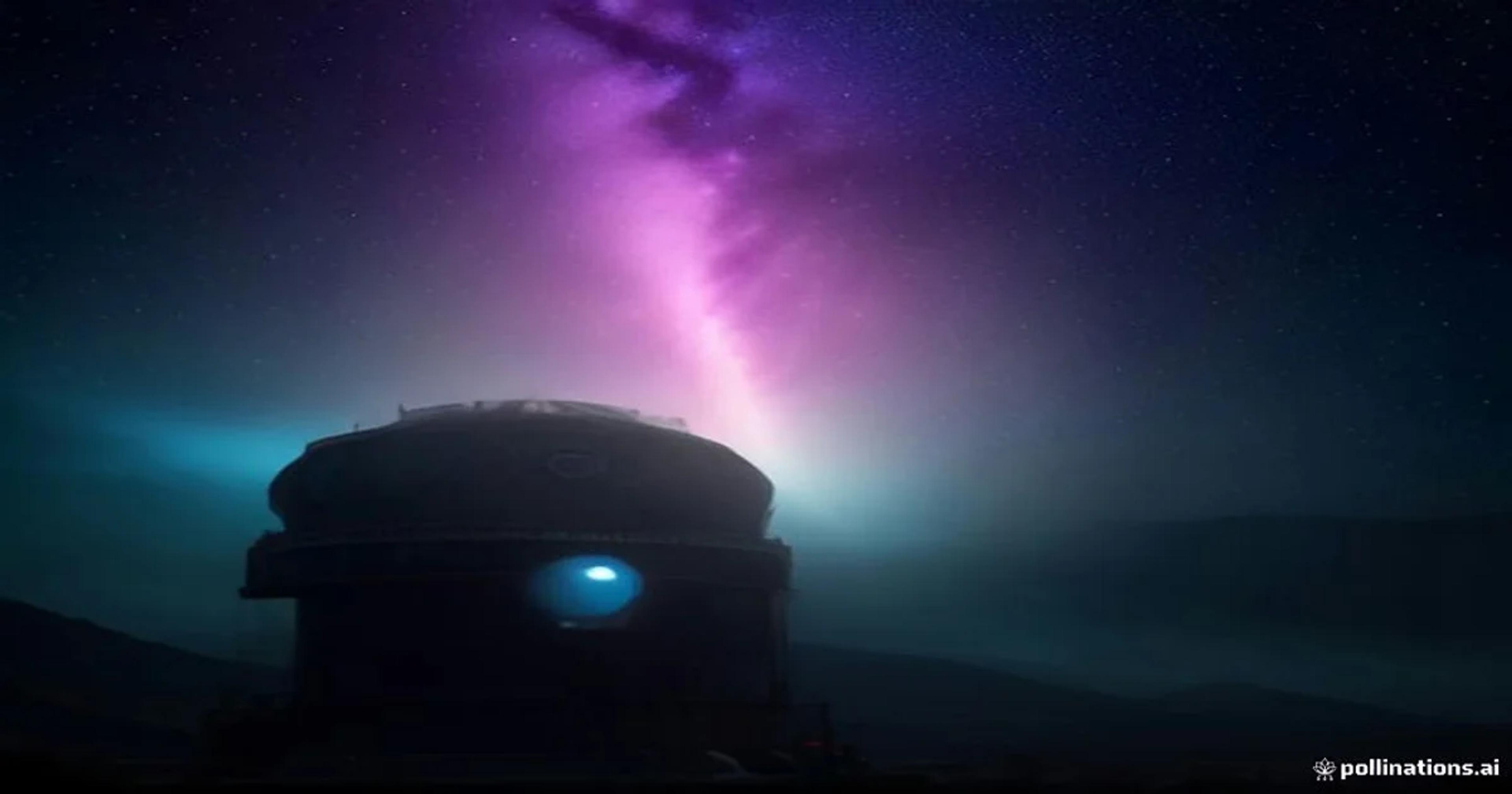 An advanced AI system visualizes complex data from a space telescope, highlighting potential biosignatures on a distant exoplanet.