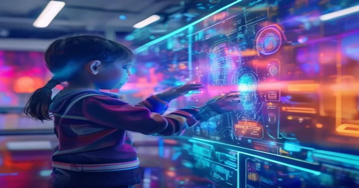 Child engaging with an interactive AI learning program