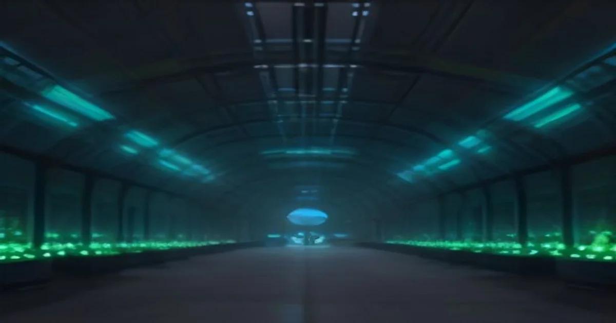 An advanced robotic system monitoring plant health inside a futuristic deep space greenhouse habitat.
