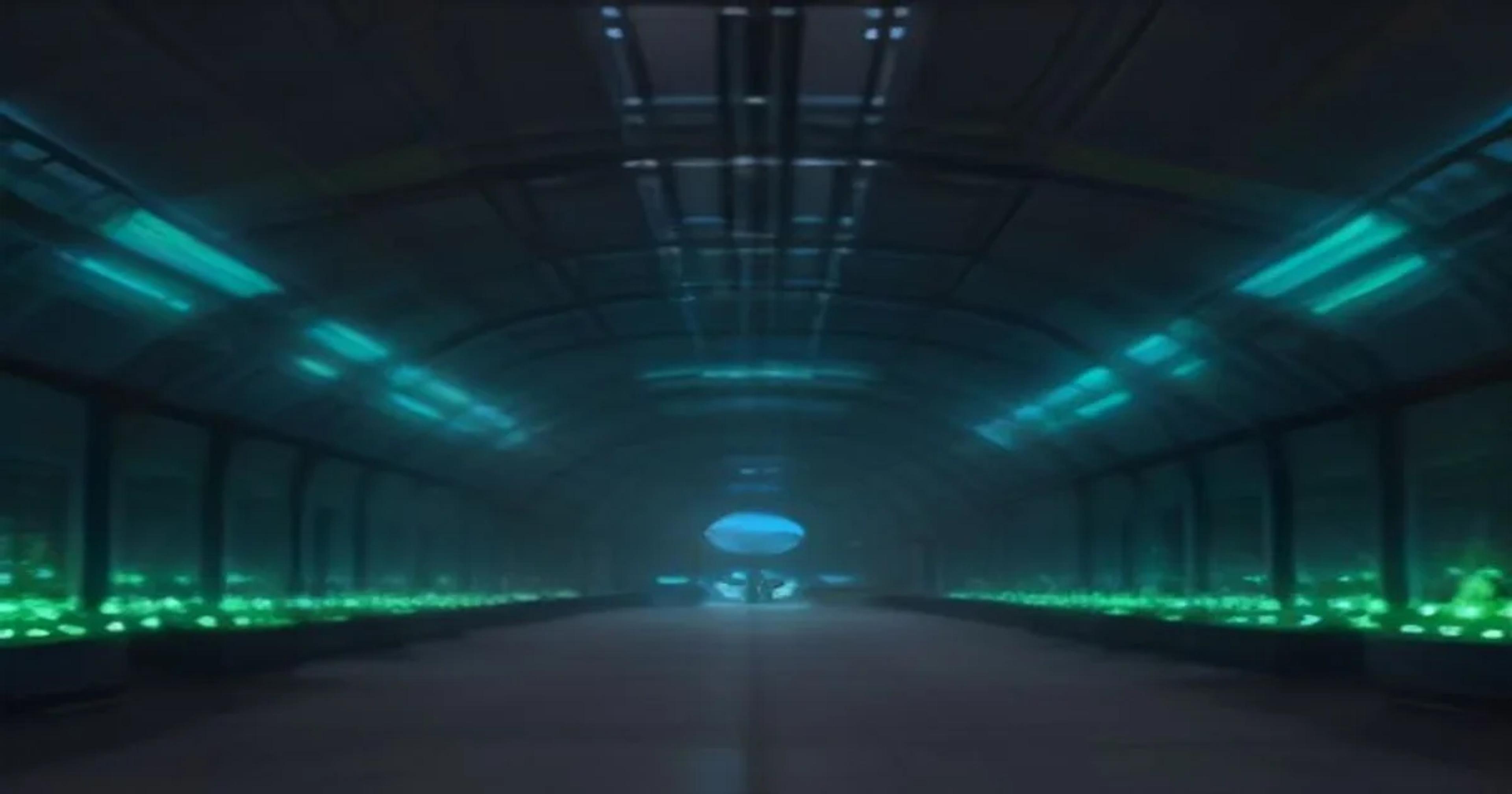 An advanced robotic system monitoring plant health inside a futuristic deep space greenhouse habitat.