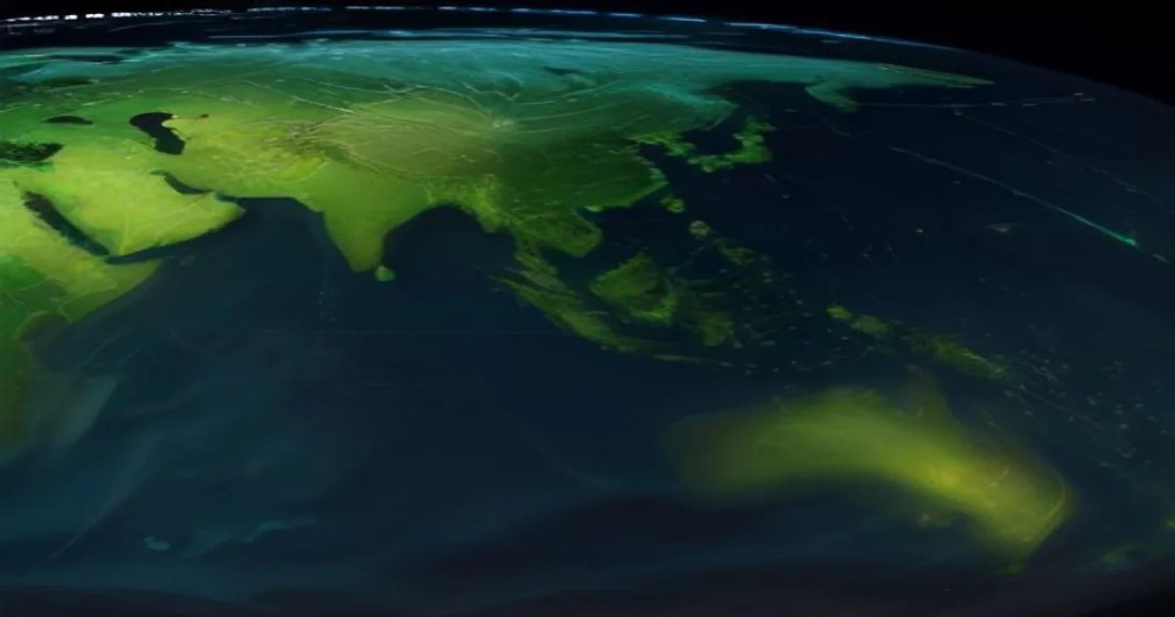 A conceptual visualization of AI networks connecting global regions to optimize humanitarian resource distribution.