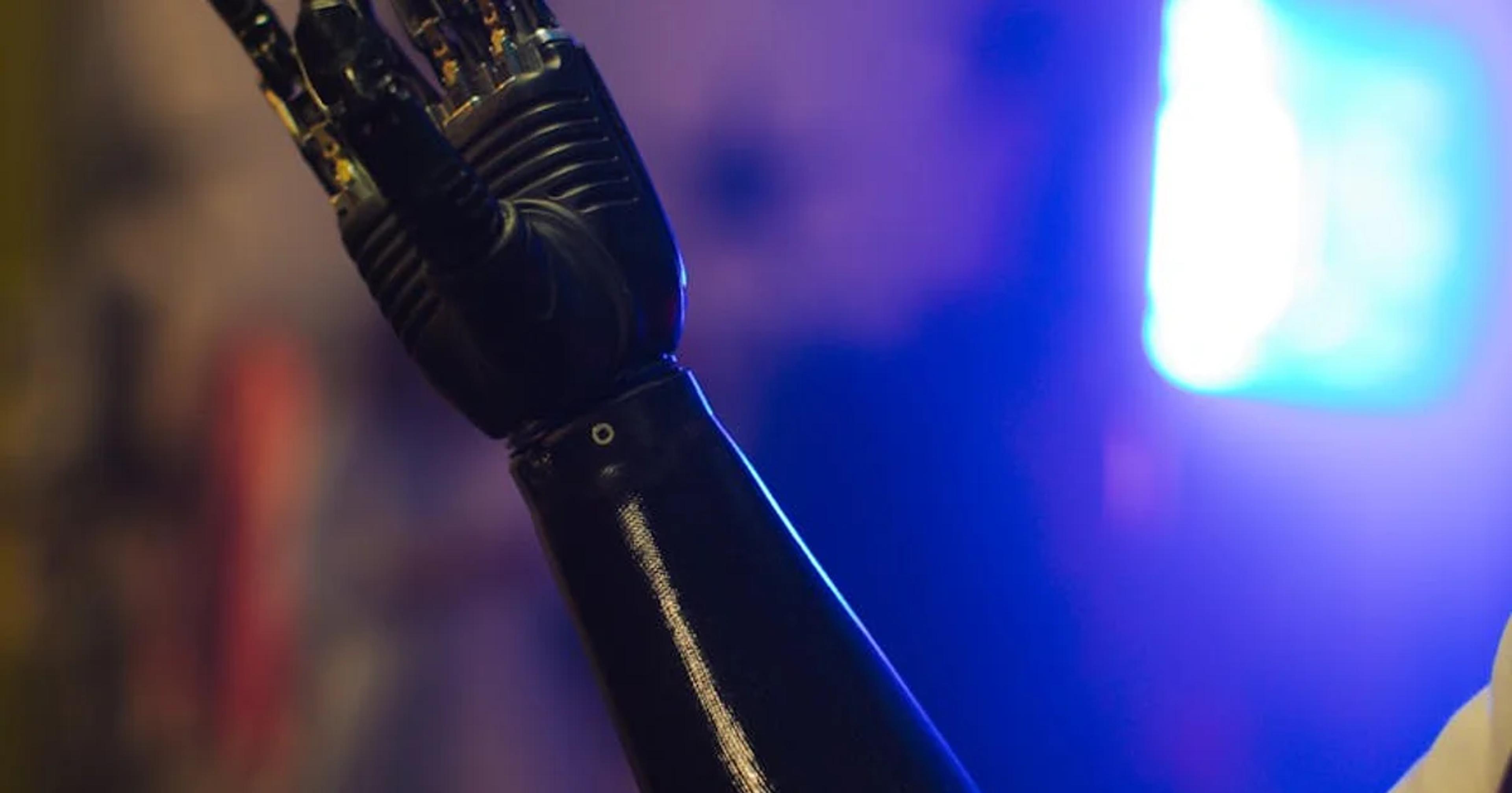 A sophisticated robotic arm performing precision pollination in a high-tech indoor vertical flower farm.