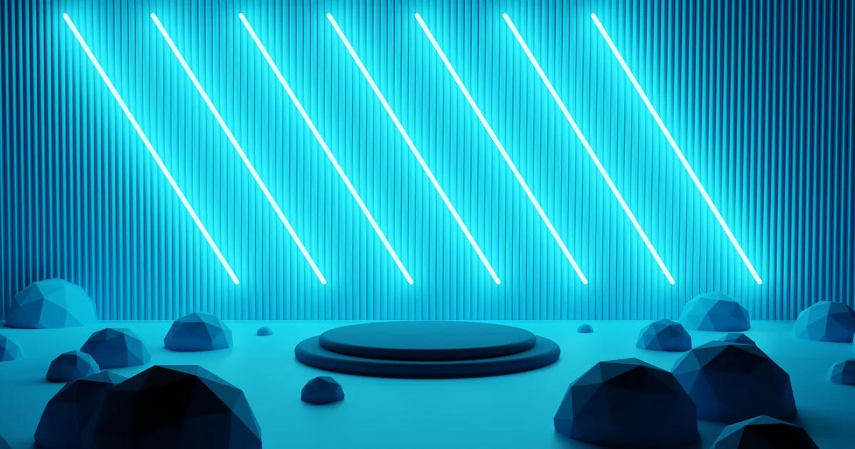 An advanced AI-integrated therapy room featuring glowing sound wave visualizations for patient treatment.