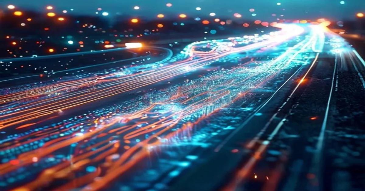 A futuristic visualization of smart city traffic forensics powered by artificial intelligence.
