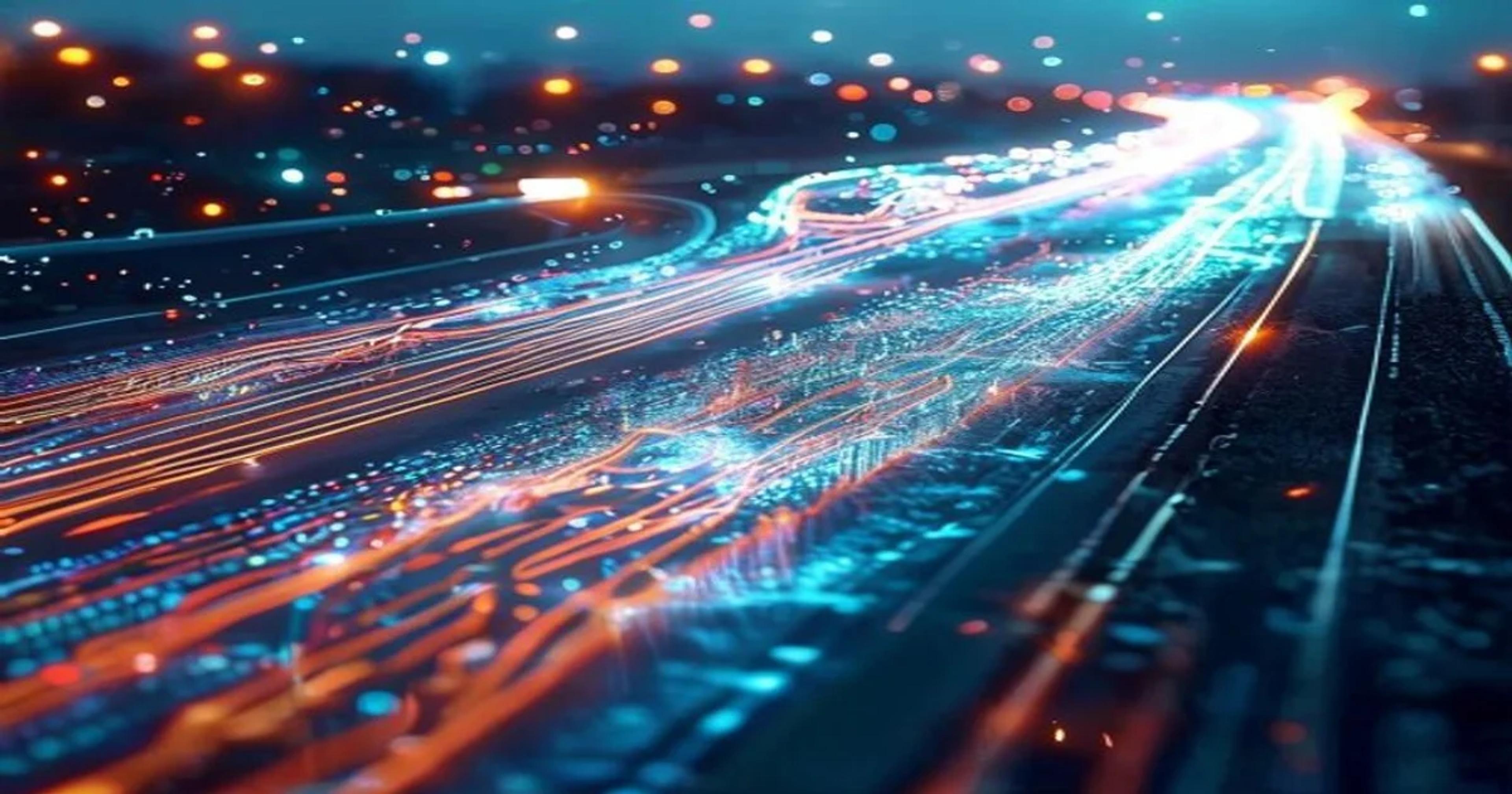 A futuristic visualization of smart city traffic forensics powered by artificial intelligence.