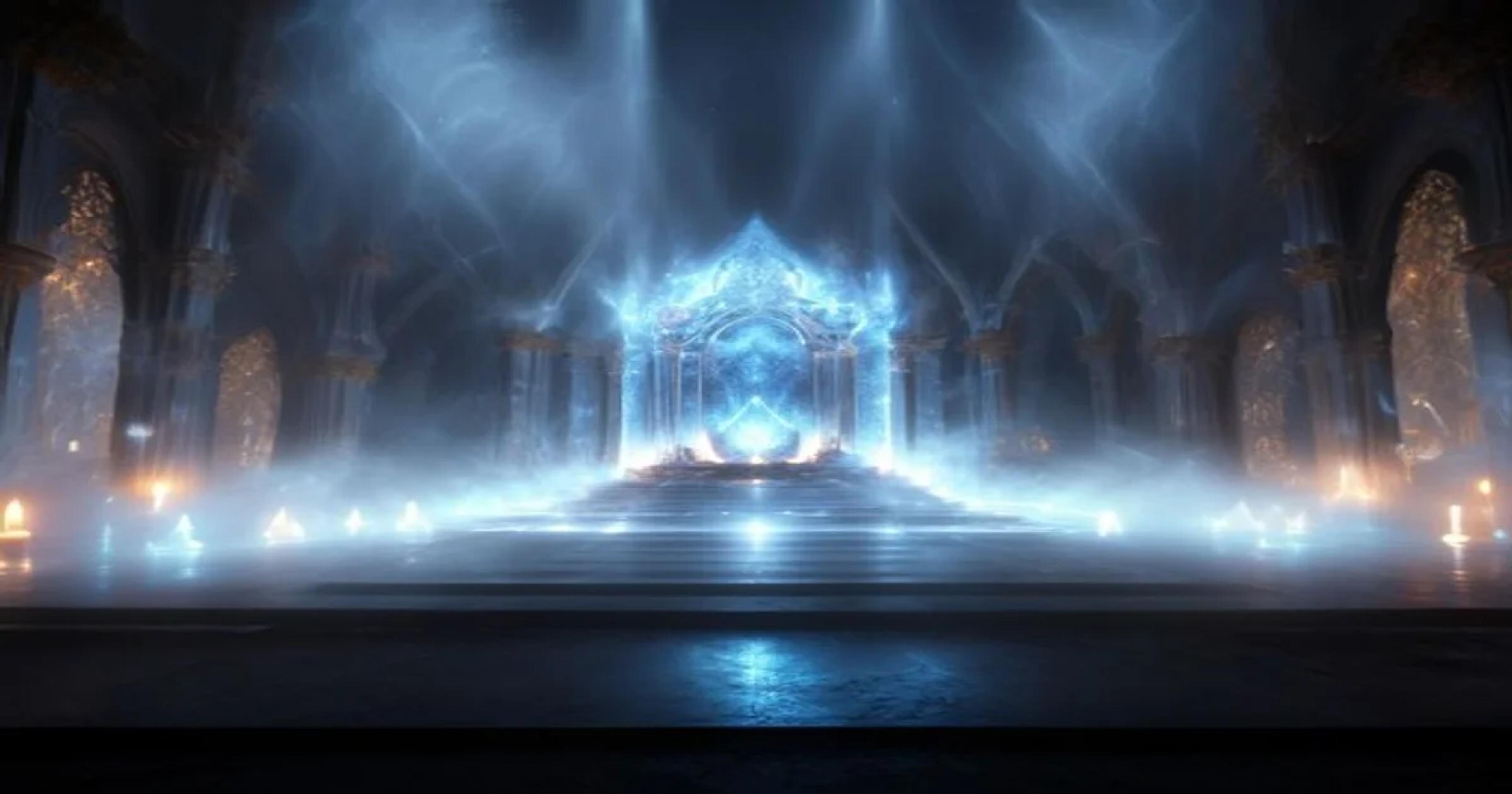 An abstract visualization of digital liturgy blending traditional stained glass with futuristic neural network patterns.