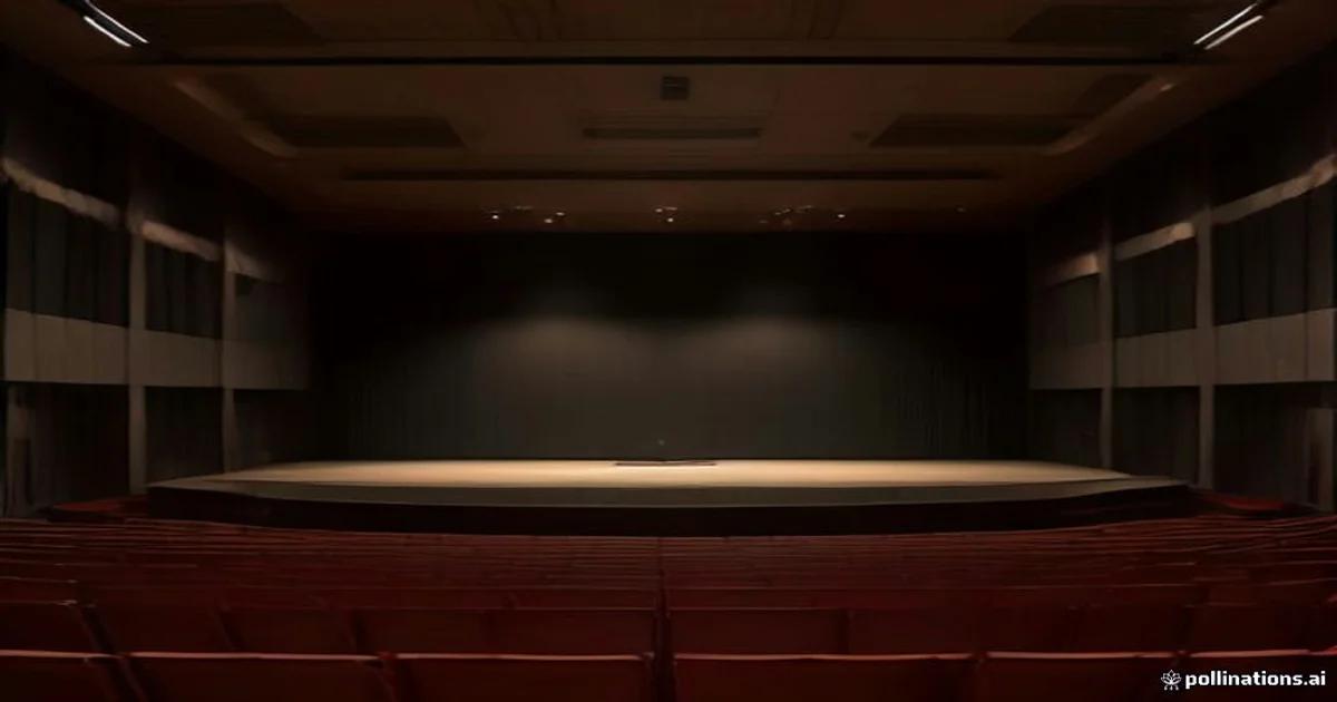 Futuristic adaptive acoustic panels in a high-tech architectural auditorium setting.