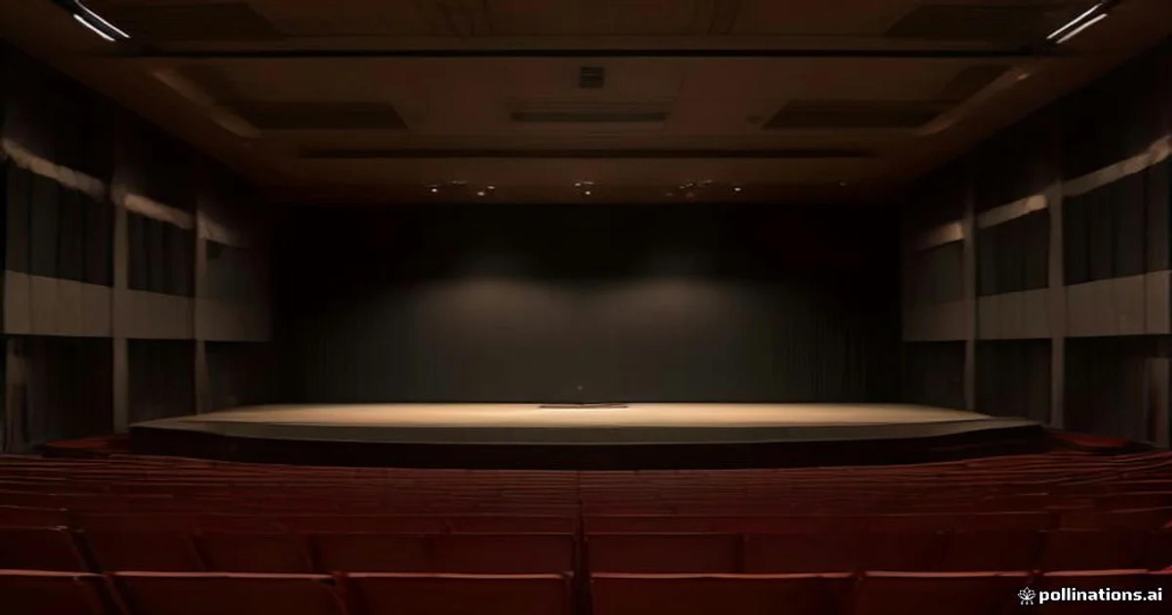 Futuristic adaptive acoustic panels in a high-tech architectural auditorium setting.