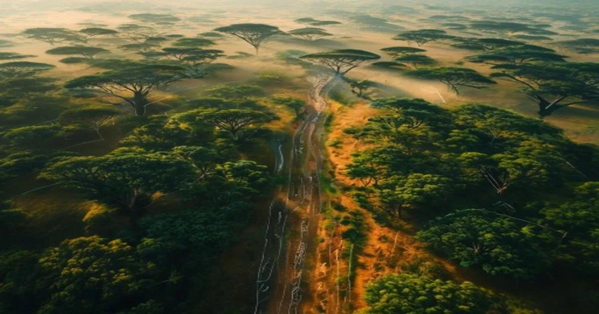 An advanced artificial intelligence system monitoring wildlife patterns in a protected savanna habitat.