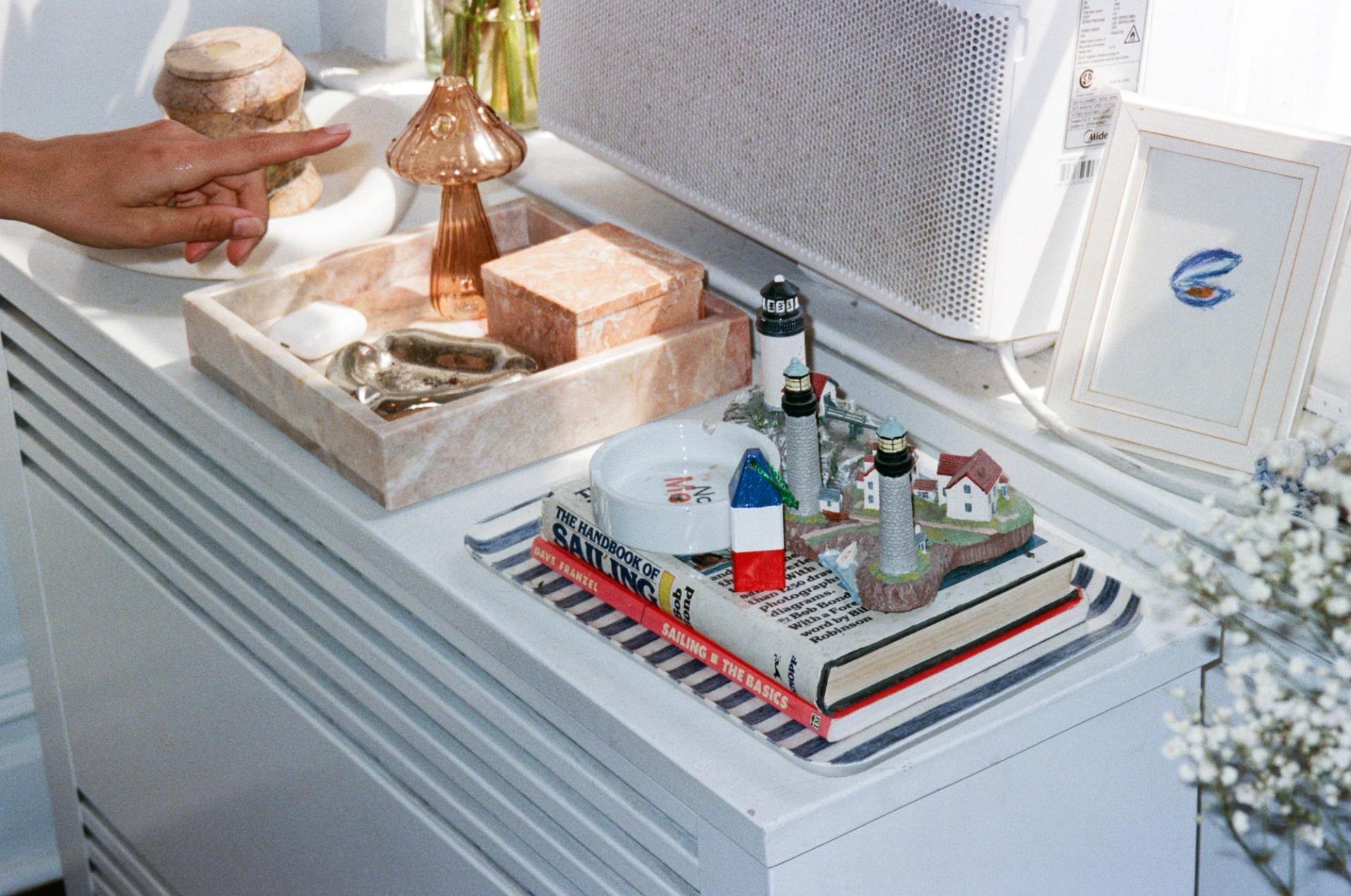 Decorative touches and chic objects in Brooklyn Heights apartment.