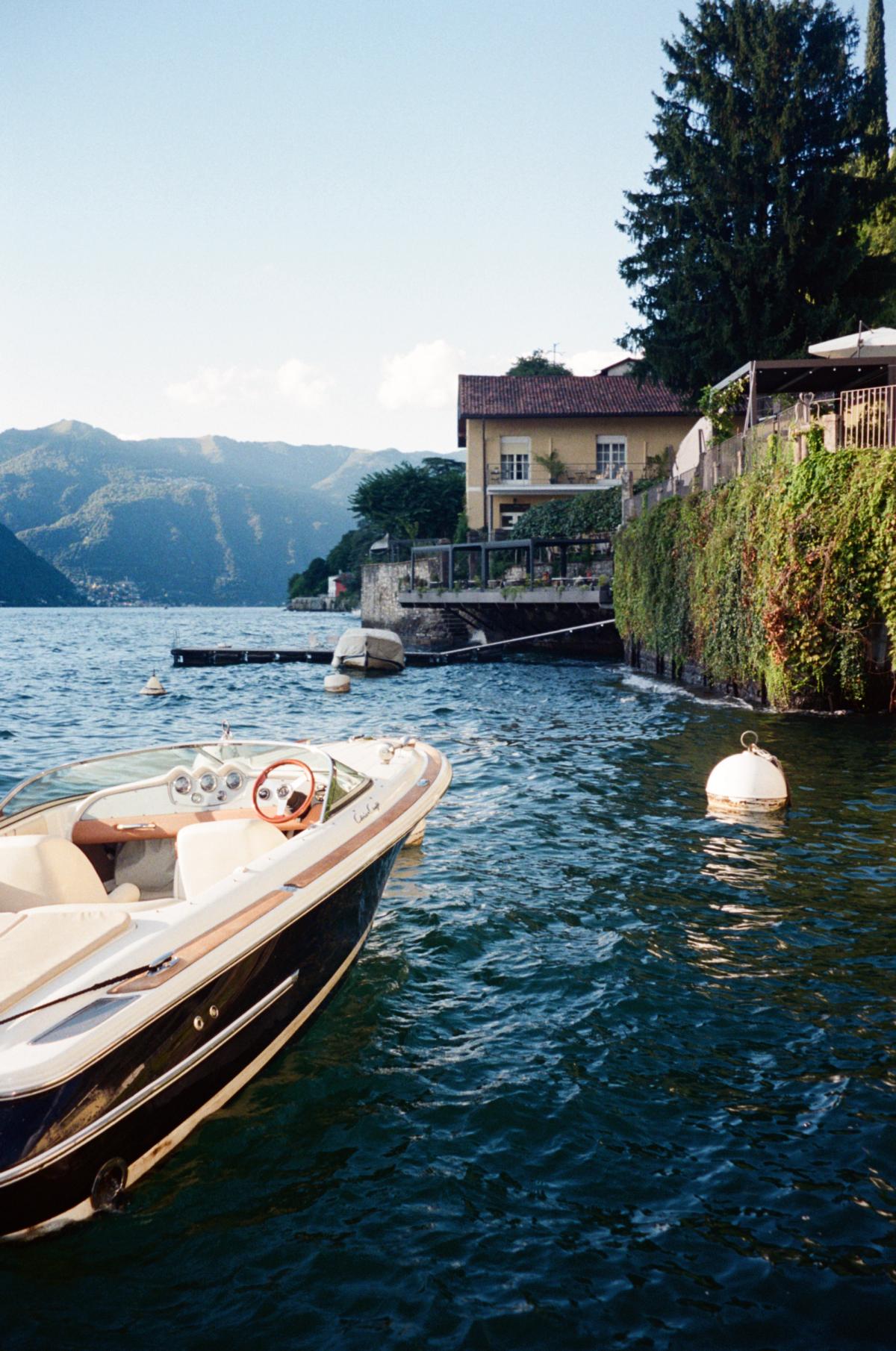 Wooden boat in Lake Como.
