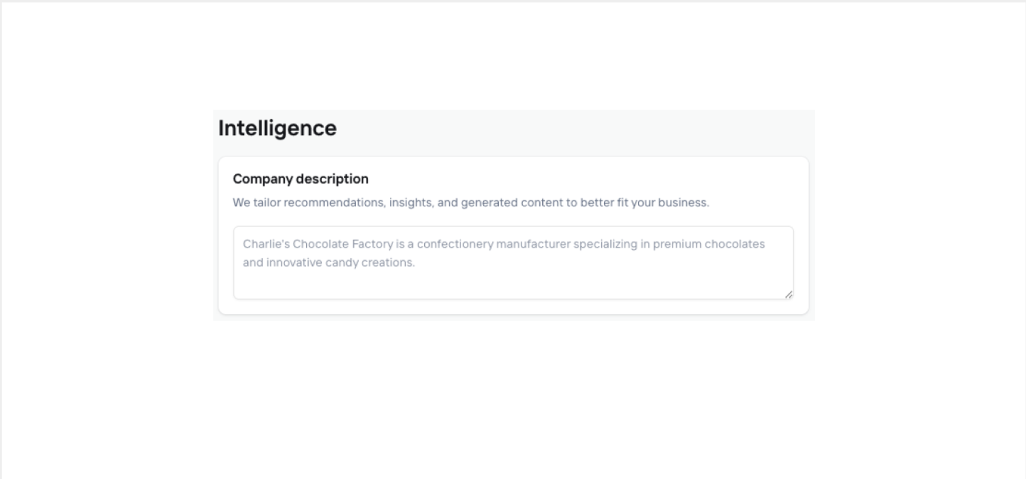 Company description setting