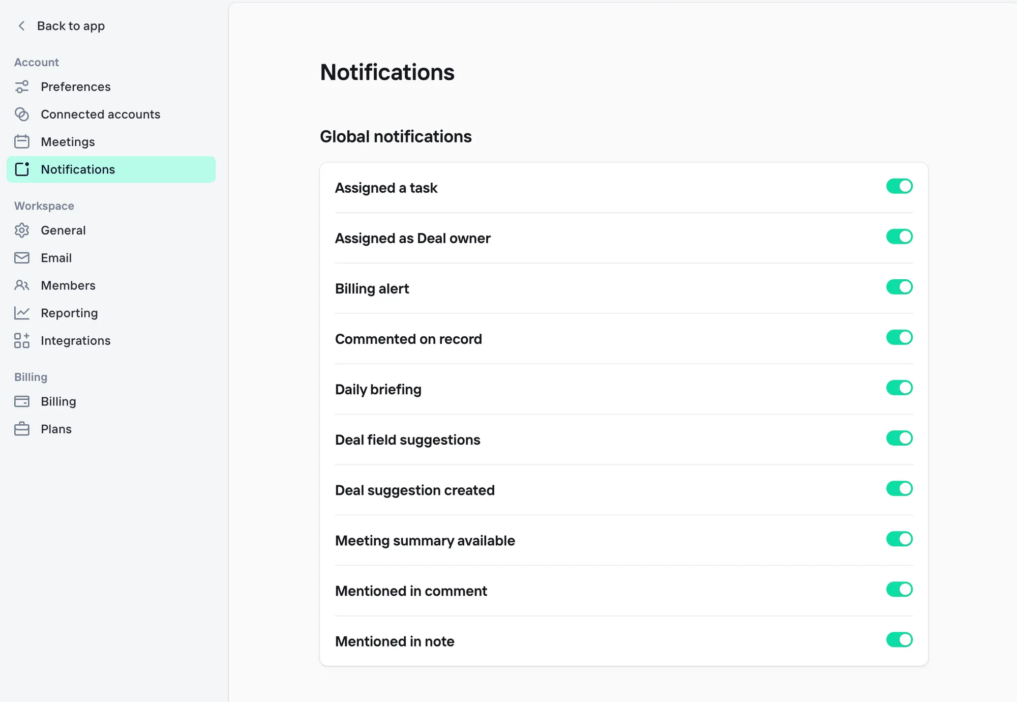 Notification settings