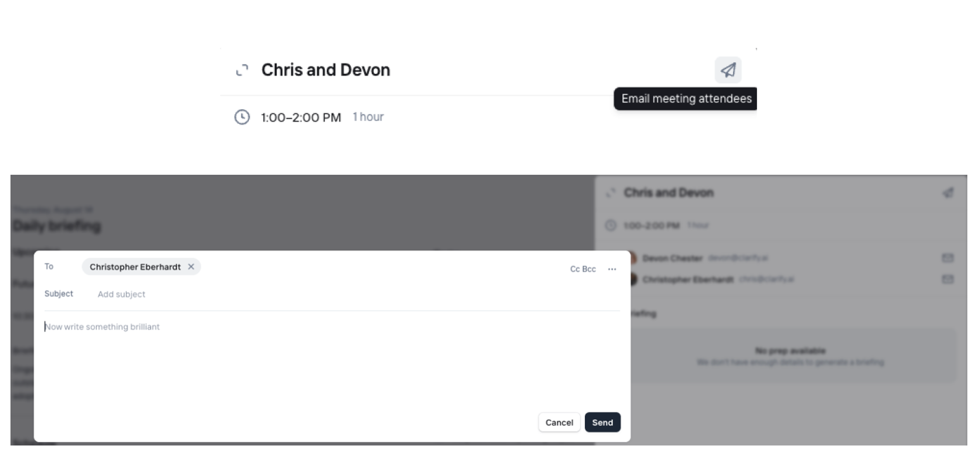 Email from meeting