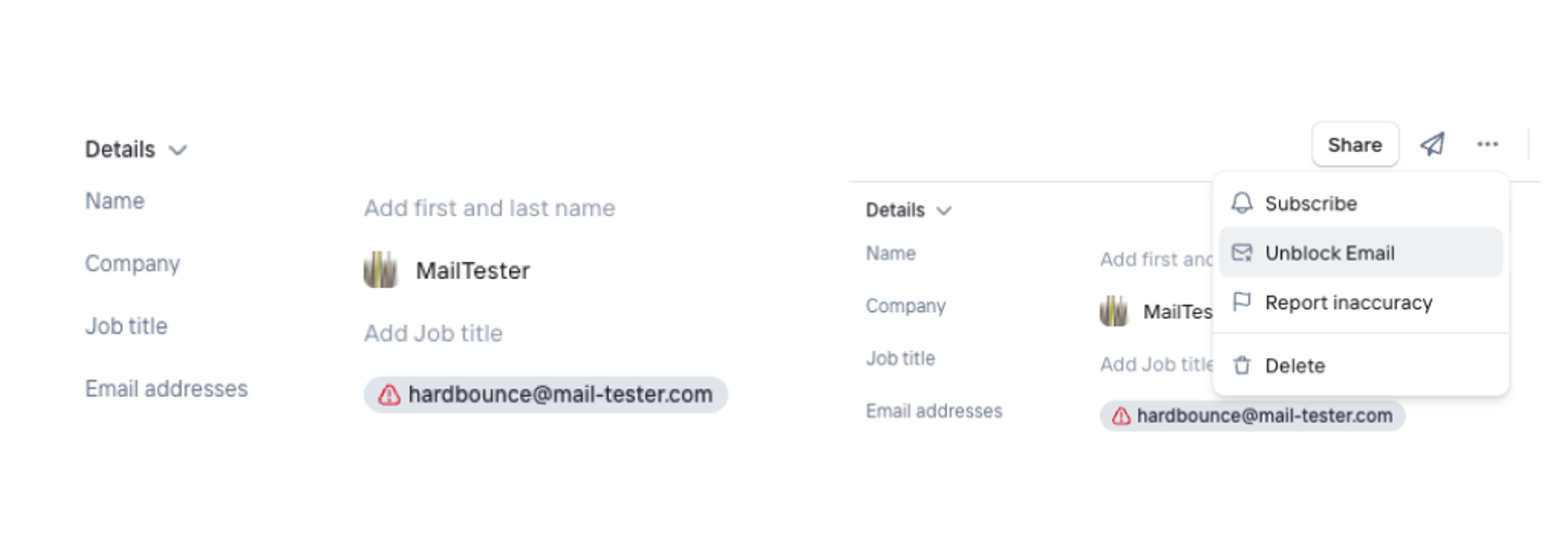 Blocked emails