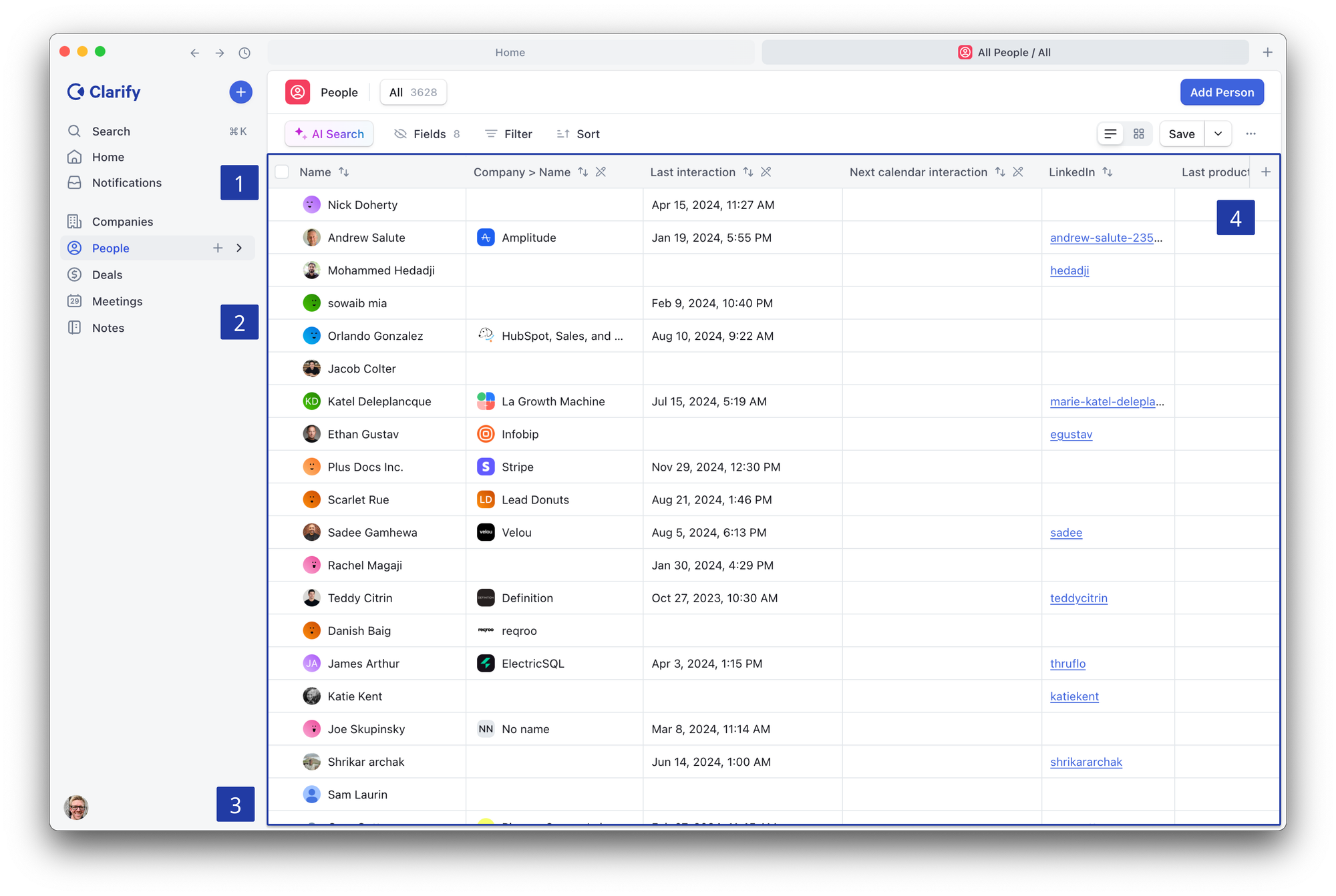 The Command Center is broken into three sections that help you navigate your data and quickly take action in Clarify. On the right side in the Dynamic Workspace that displays data.