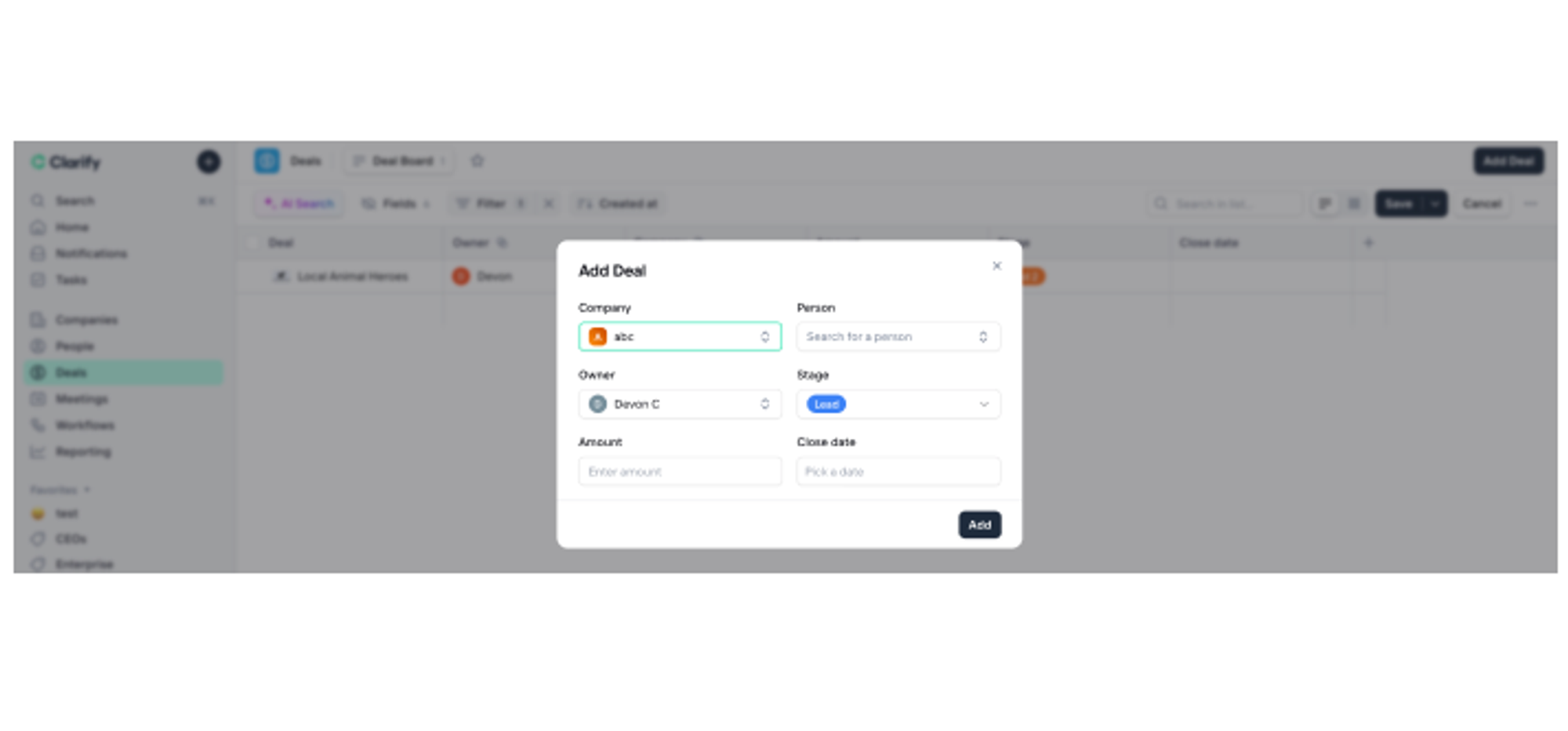 Manual deal creation
