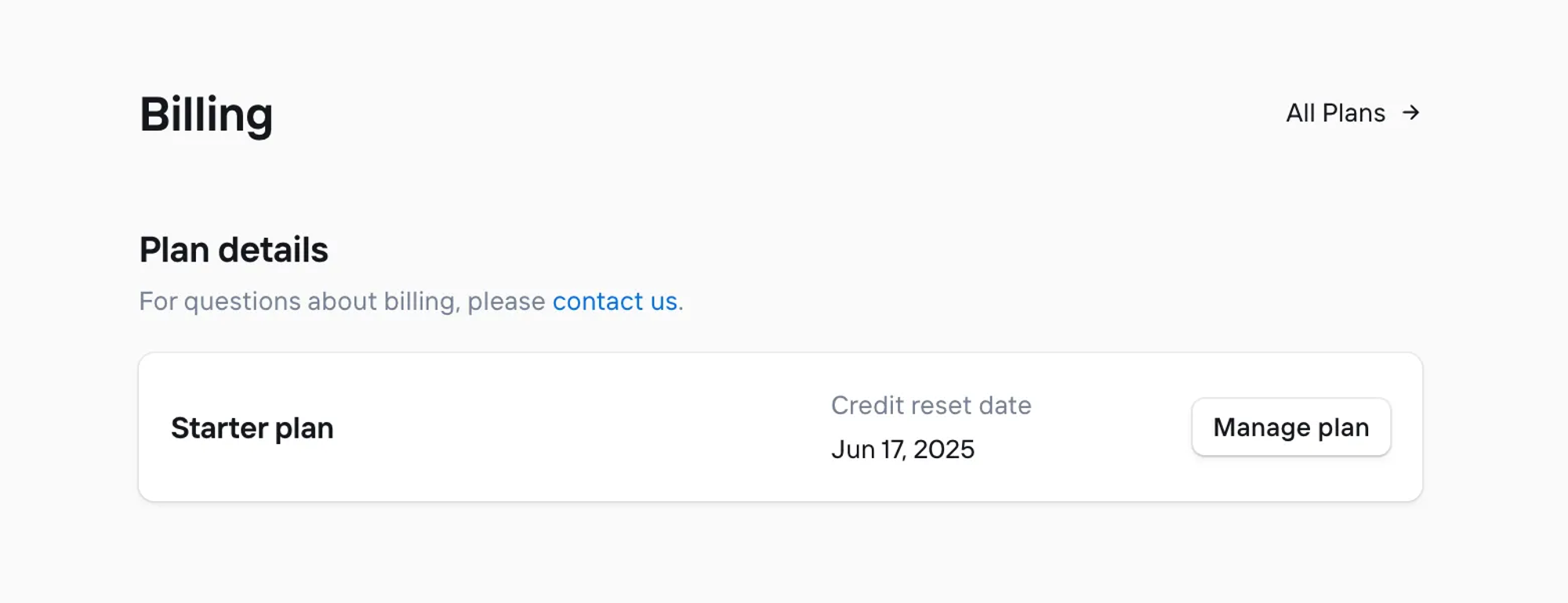 Billing plan details