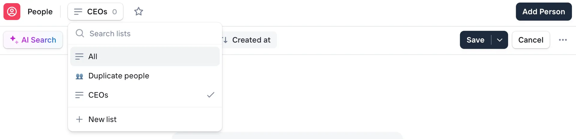 Creating lists of people