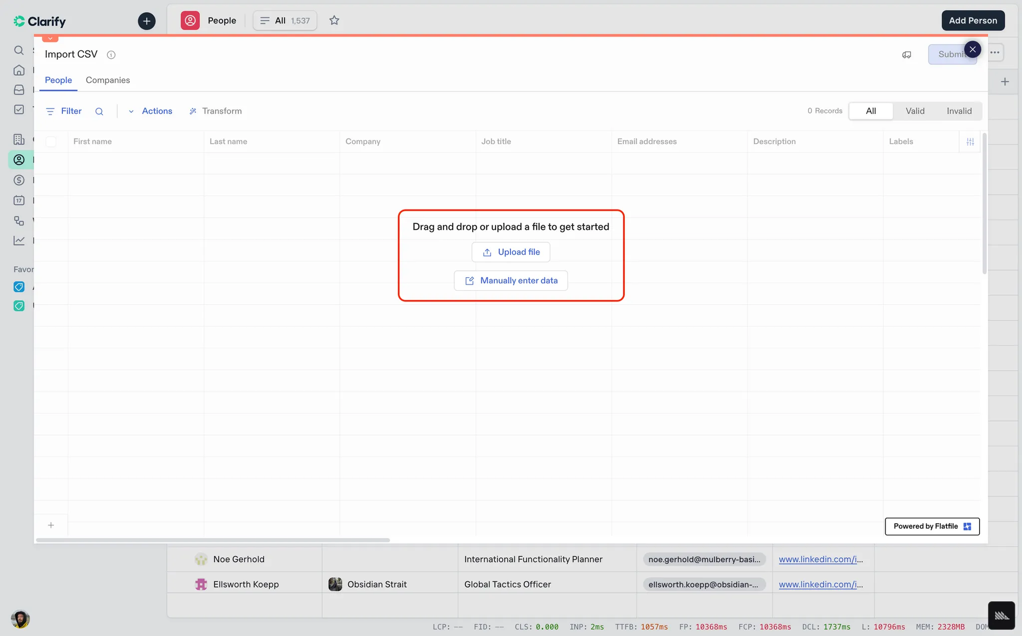 Upload CSV